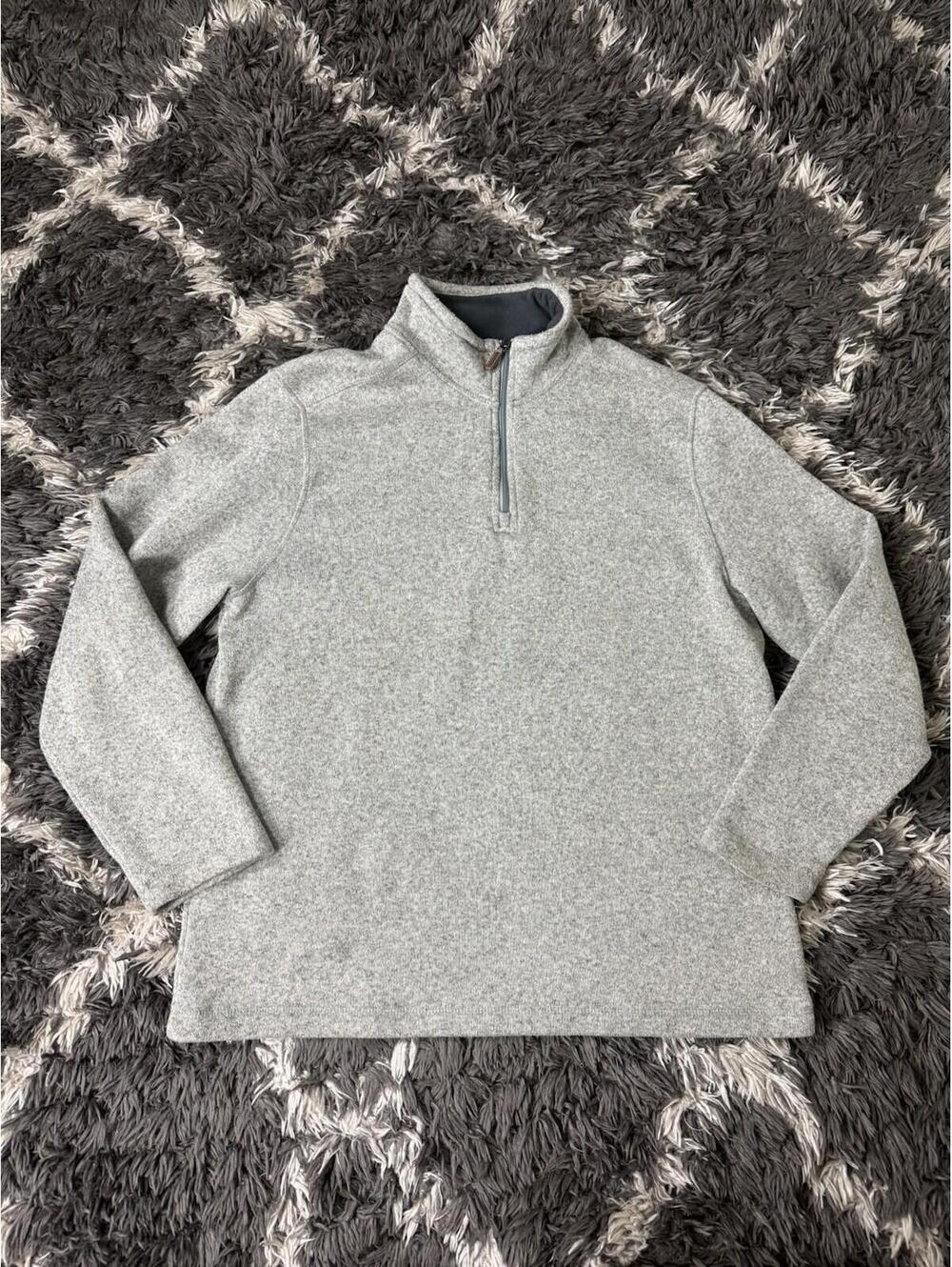 GH Bass & Co Mens XL Gray Heather Sweater Fleece 1/4 Zip Pullover Jacket